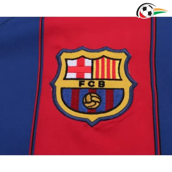 Camisa Barcelona Home 2003/04 Retrô Infantil Vermelho/Azul