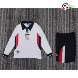Camisa Retrô Titular Infantil Inglaterra 1998 Branco Manga Longa
