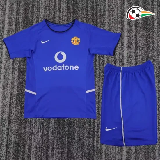 Camisa Retrô Alternativa Infantil Manchester United 2002/03 Azul