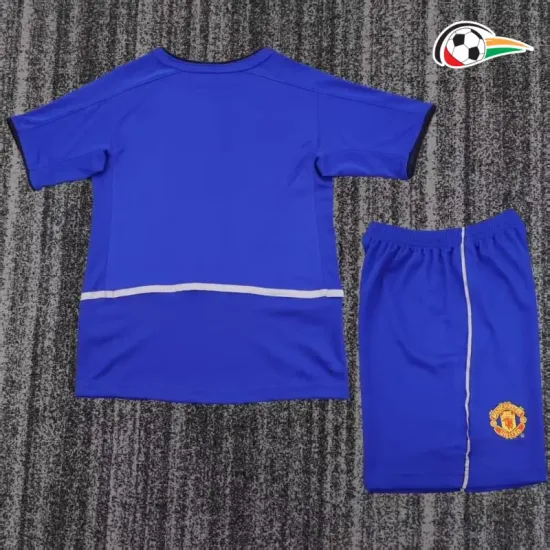 Camisa Retrô Alternativa Infantil Manchester United 2002/03 Azul