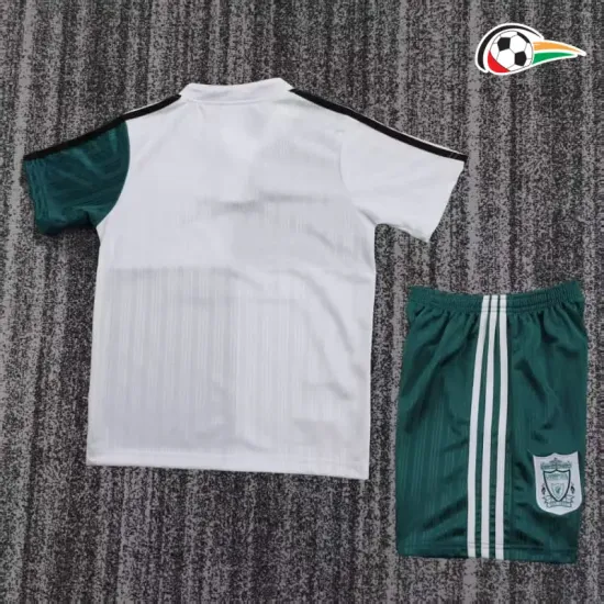 Camisa Retrô Reserva Infantil Liverpool 1995/96 Branco/Verde
