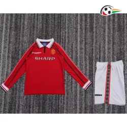 Camisa Retrô Titular Infantil Manchester United 1989/99 Vermelho Manga Longa