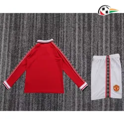 Camisa Retrô Titular Infantil Manchester United 1989/99 Vermelho Manga Longa