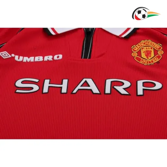 Camisa Retrô Titular Infantil Manchester United 1989/99 Vermelho Manga Longa