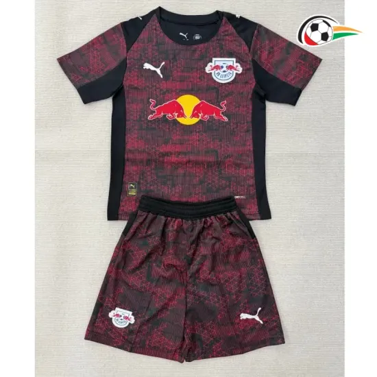 Camisa Alternativa Infantil Leipzig 2025/2026 Vermelho/Preto