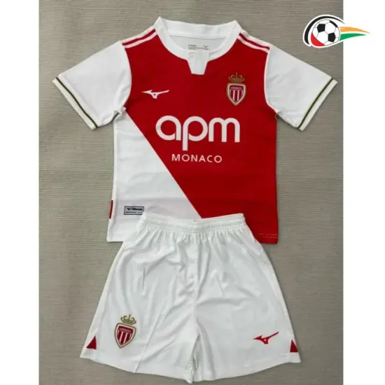 Camisa Titular Infantil Monaco 2025/2026 Vermelho/Branco