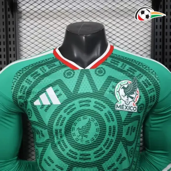 Camisa Versão Jogador México 2026 Verde Manga Longa