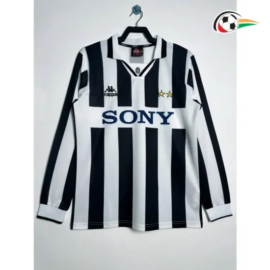 Camisa Retrô Titular Juventus 1995/97 Branco/Preto Manga Longa