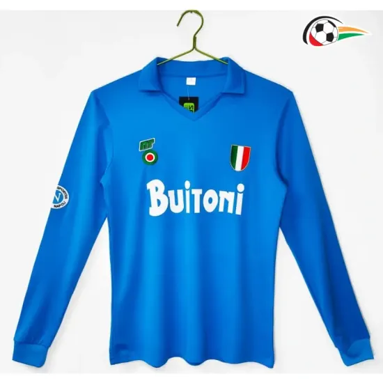 Camisa Retrô Titular Napoli 1987/88 Azul Manga Longa