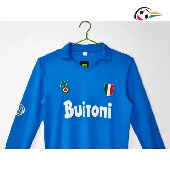 Camisa Retrô Titular Napoli 1987/88 Azul Manga Longa