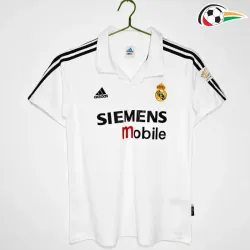 Camisa Real Madrid Home 2002/03 Retrô com publicidade Branco