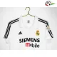 Camisa Real Madrid Home 2002/03 Retrô com publicidade Branco