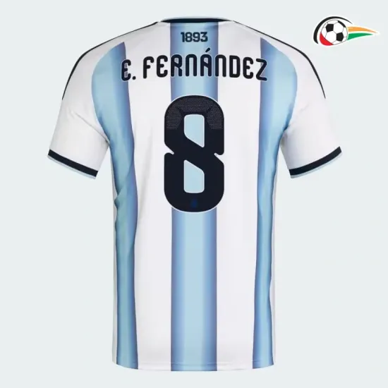 Camisa Titular E.Fernández 8 Argentina 2026 Azul/Branco