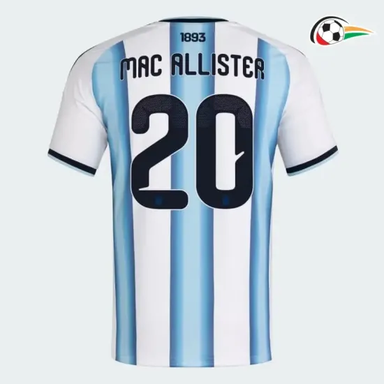 Camisa Titular Mac Allister 20 Argentina 2026 Azul/Branco