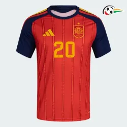 Camisa Titular Pedri 20 España 2026 Vermelho/Azul
