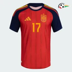 Camisa Titular Williams.Jr 17 España 2026 Vermelho/Azul
