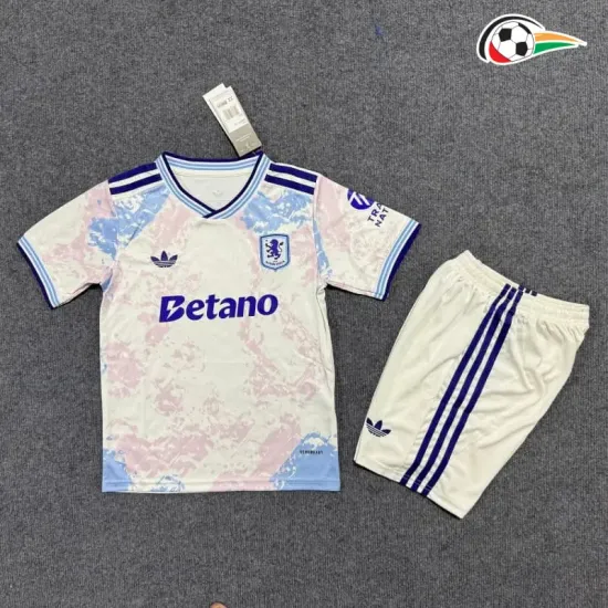 Camisa Alternativa Infantil Aston Villa 2025/2026 Branco