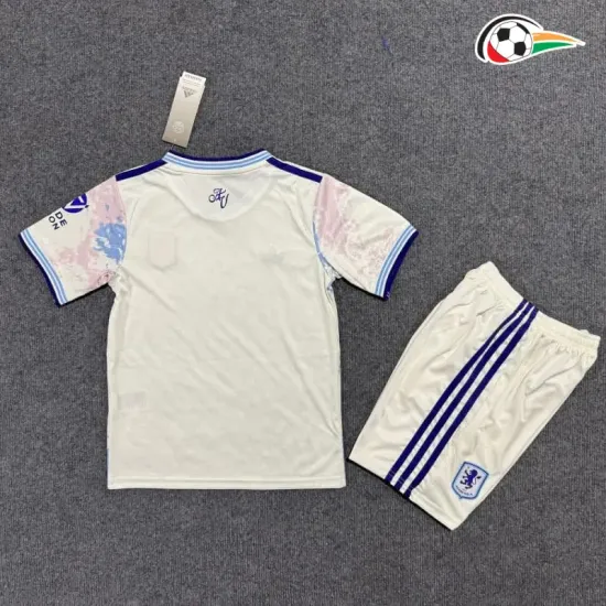 Camisa Alternativa Infantil Aston Villa 2025/2026 Branco