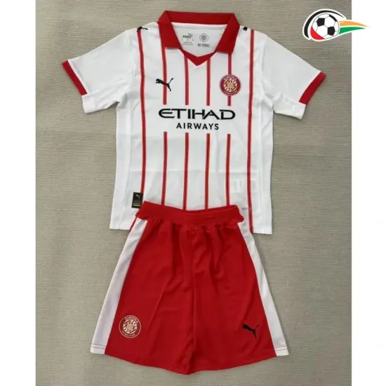 Camisa Titular Infantil Girona 2025/2026 Branco/Vermelho