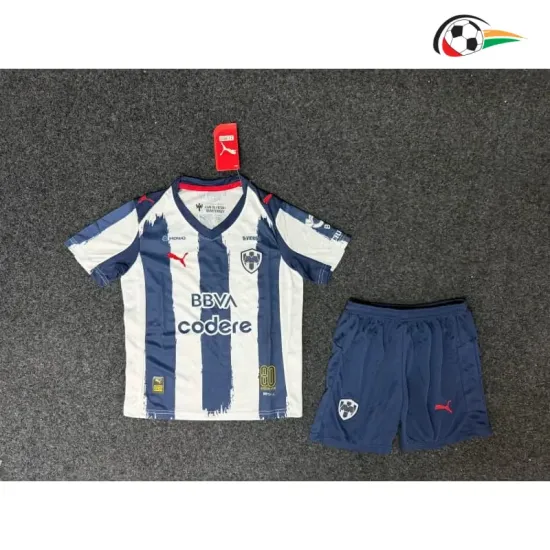 Camisa Titular Infantil Monterrey 2025/2026 Branco/Azul Marinho