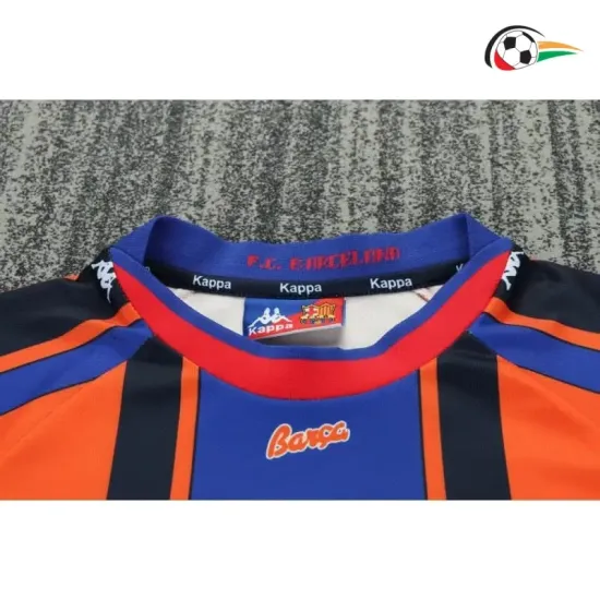 Camisa Retrô Reserva Infantil Barcelona 1997/98 Laranja/Azul