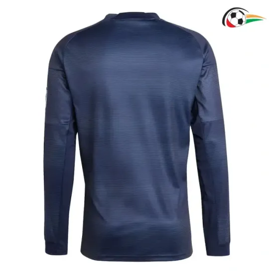 Camisa Reserva Real Madrid 2025/2026 Azul Marinho com Patch HP Manga Longa