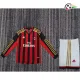 Camisa Retrô Titular Infantil AC Milan 2013/14 Vermelho/Preto Manga Longa