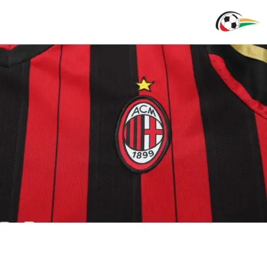 Camisa Retrô Titular Infantil AC Milan 2013/14 Vermelho/Preto Manga Longa