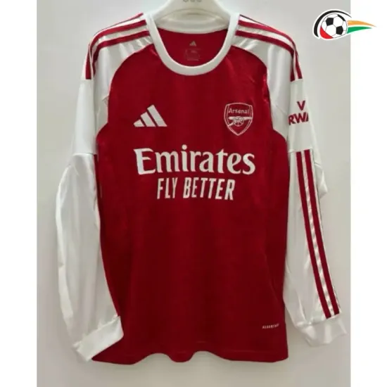 Camisa Titular Arsenal 2025/2026 Vermelho/Branco Manga Longa
