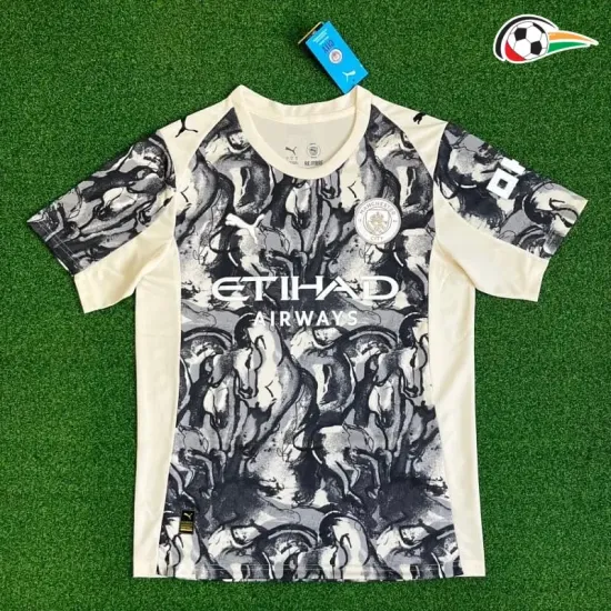 Camisa Manchester City 2025/2026 Edição Especial "Year of the Horse" Cinza/Preto