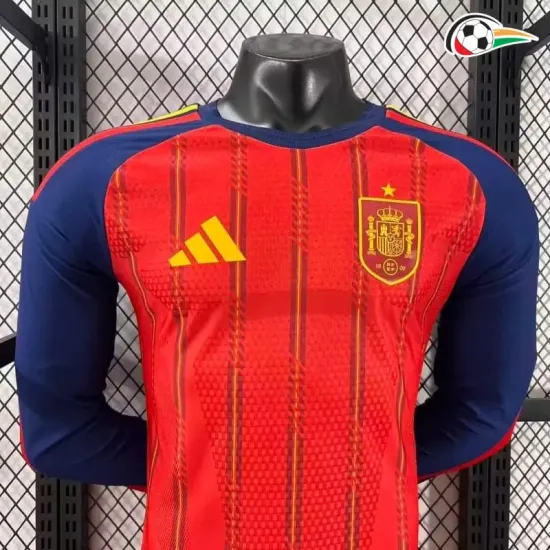 Camisa Titular Versão Jogador España 2026 Vermelho/Azul Manga Longa
