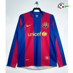 Camisa Retrô Titular Barcelona 2007/08 Vermelho/Azul Manga Longa