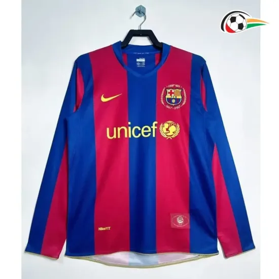 Camisa Retrô Titular Barcelona 2007/08 Vermelho/Azul Manga Longa