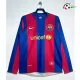 Camisa Retrô Titular Barcelona 2007/08 Vermelho/Azul Manga Longa