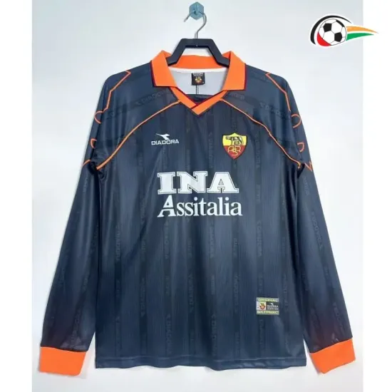 Camisa Retrô Alternativa AS Roma 1999/00 Azul Marinho Manga Longa