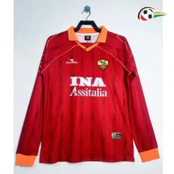 Camisa Retrô Titular AS Roma 1999/00 Vermelho Manga Longa