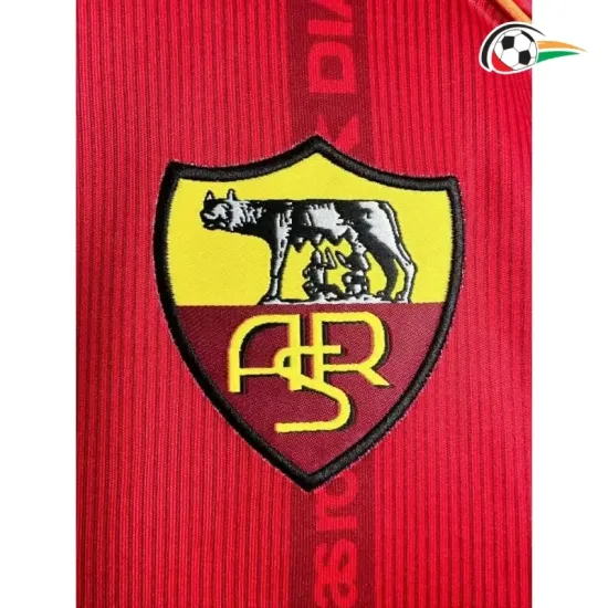 Camisa Retrô Titular AS Roma 1999/00 Vermelho Manga Longa