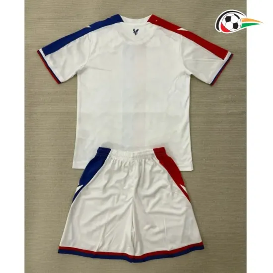 Camisa Reserva Infantil Crystal Palace FC 2025/2026 Branco/Azul/Vermelho