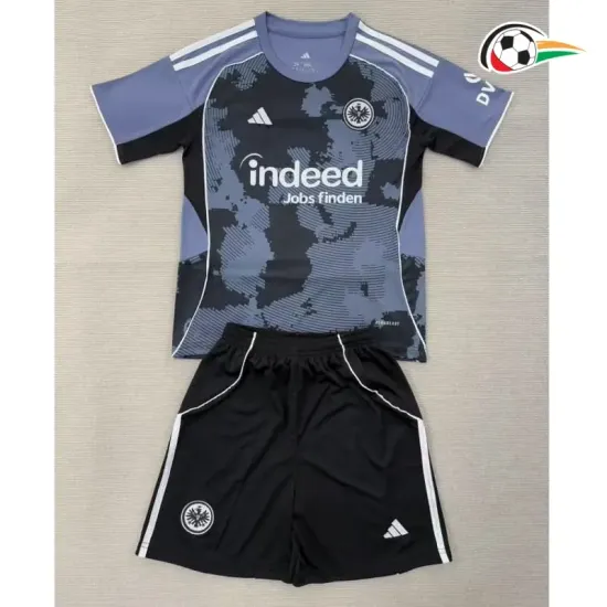 Camisa Alternativa Infantil Eintracht Fráncfort 2025/2026 Preto/Cinza