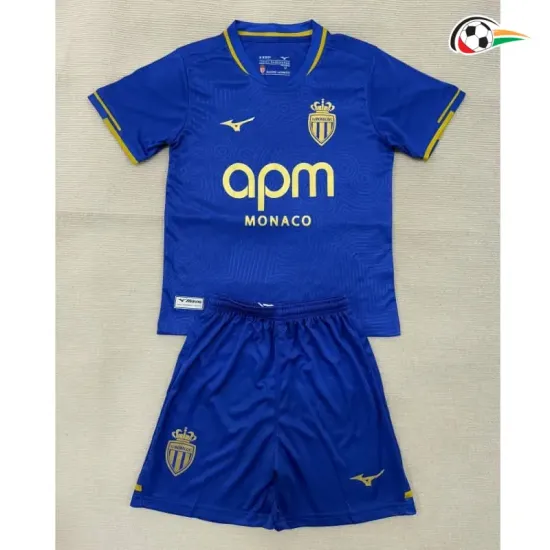 Camisa Reserva Infantil Monaco 2025/2026 Azul/Dourado