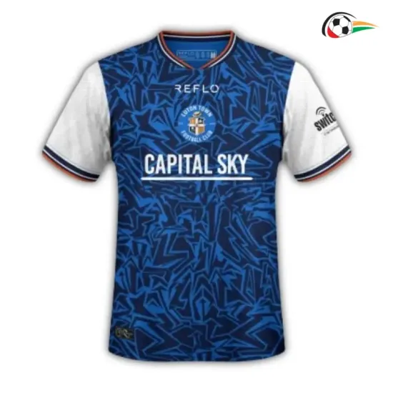 Camisa Reserva Luton Town 2025/2026 Azul/Branco