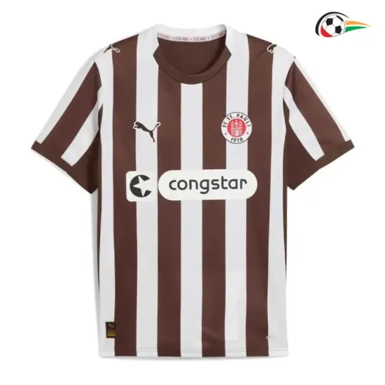 Camisa Titular FC St. Pauli 2025/2026 Branco/Marrom