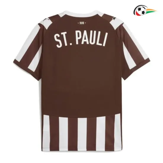Camisa Titular FC St. Pauli 2025/2026 Branco/Marrom