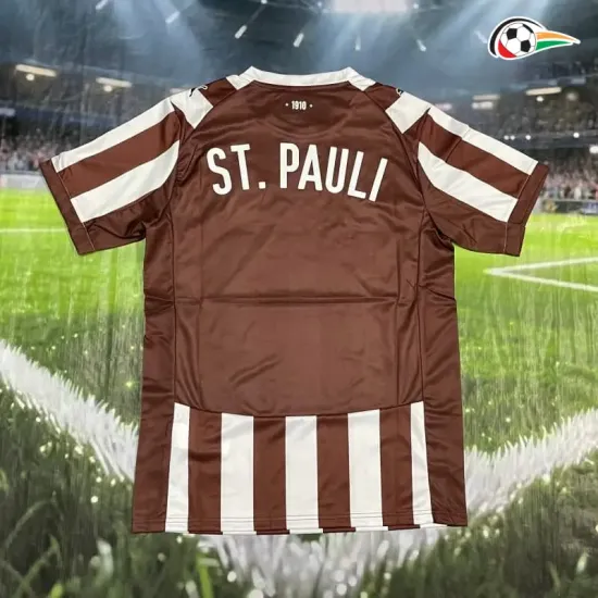 Camisa Titular FC St. Pauli 2025/2026 Branco/Marrom