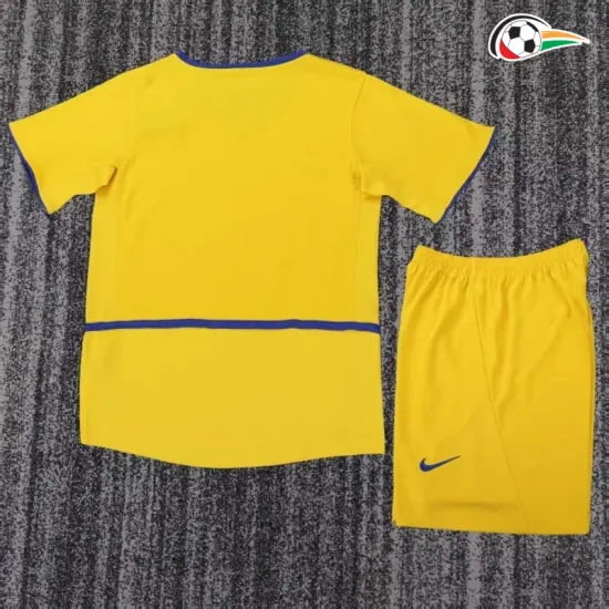 Camisa Retrô Alternativa Infantil Inter de Milan 2002/03 Amarelo