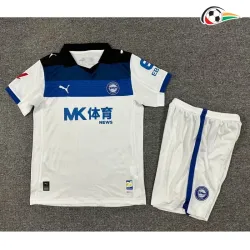Camisa Reserva Infantil Alavés 2025/2026 Branco/Azul com Patch da La Liga