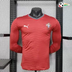 Camisa Titular Versão Jogador Portugal Copa do Mundo 2026 Vermelho Manga Longa
