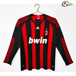 Camisa Retrô Titular AC Milan 2008/09 Vermelho/Preto Manga Longa