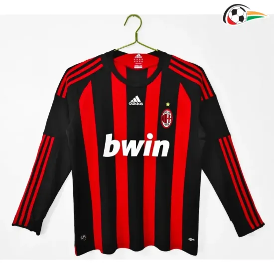 Camisa Retrô Titular AC Milan 2008/09 Vermelho/Preto Manga Longa