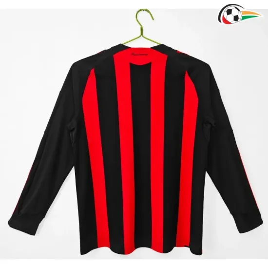 Camisa Retrô Titular AC Milan 2008/09 Vermelho/Preto Manga Longa
